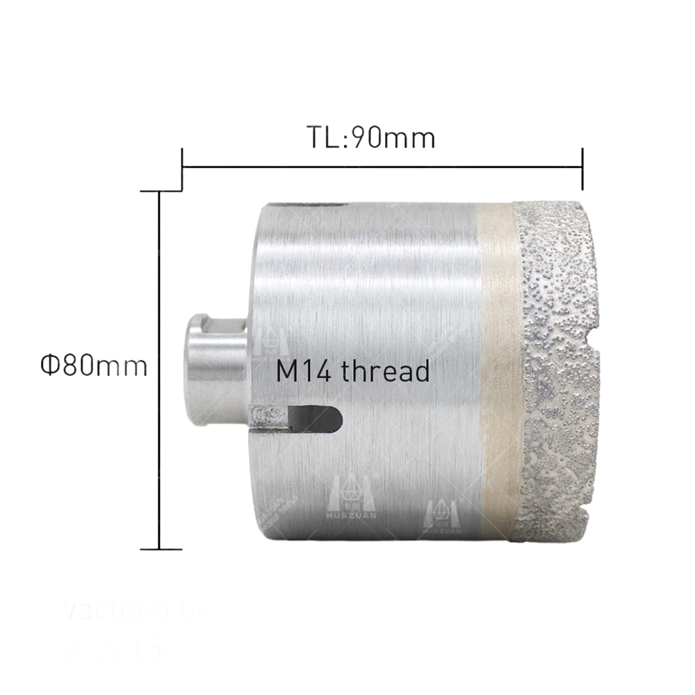 Broca de núcleo de diamante soldada a vácuo M14 para mármore